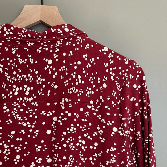 Woolovers Irregular Spot Red Jersey Print 3/4 Sleeve Shirt Size Medium Classic - Picture 13 of 16